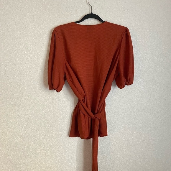 Bobeau Smocked Tie Back V-Neck Blouse XL Rust - Picture 3 of 8